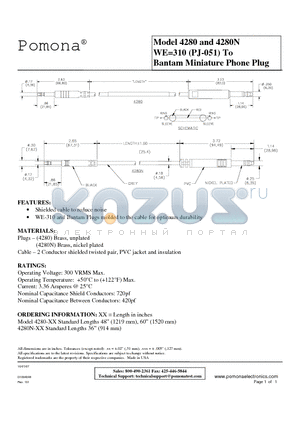 4280N datasheet - Bantam Miniature Phone Plug