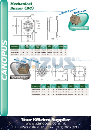 CMEB2620 datasheet - Mechanical Buzzer (DC)