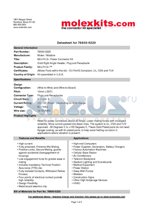 42817-0012 datasheet - Gold Right Angle Header,Plug and Receptacle