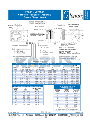 220-02E12 datasheet - Connector Receptacle Assembly