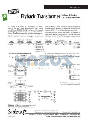 D1766-AL datasheet - Flyback Transformer