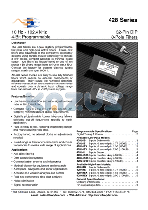 428H4B-10 datasheet - 32-Pin DIP 8-Pole Filters