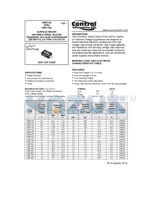 CMF100A datasheet - SURFACE MOUNT UNI-DIRECTIONAL SILICON TRANSIENT VOLTAGE SUPPRESSOR 200 WATTS