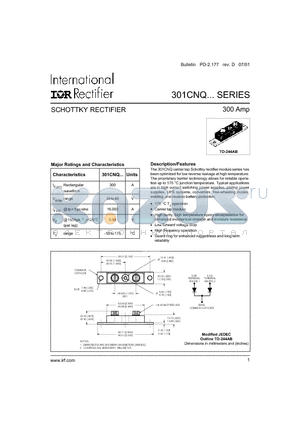 301CNQ040 datasheet - SCHOTTKY RECTIFIER