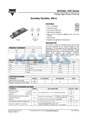 301CNQ040PBF datasheet - Schottky Rectifier, 300 A