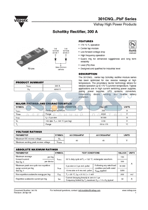 301CNQ045PBF datasheet - Schottky Rectifier, 300 A