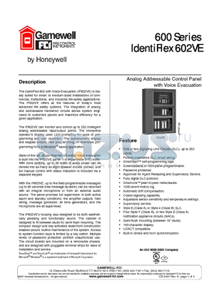 30177 datasheet - Analog Addressable Control Panel with Voice Evacuation