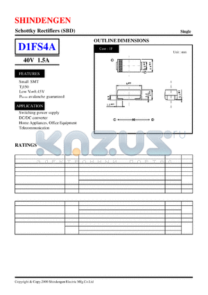 D1FS4A datasheet - Schottky Rectifiers (SBD) (40V 1.5A)