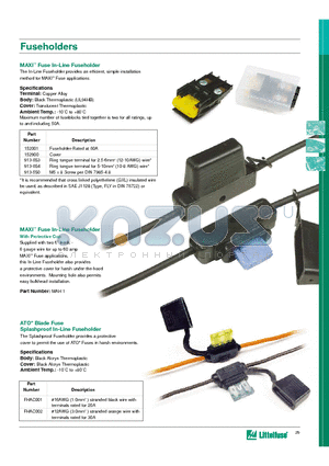 152900 datasheet - MAXI  Fuse In-Line Fuseholder