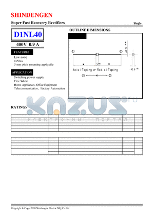 D1NL40 datasheet - Super Fast Recovery Rectifiers(400V 0.9 A)