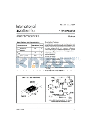 152CMQ030 datasheet - SCHOTTKY RECTIFIER