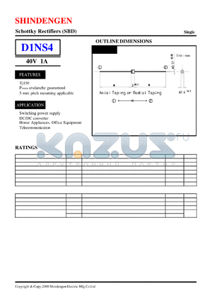 D1NS4 datasheet - Schottky Rectifiers (SBD) (40V 1A)