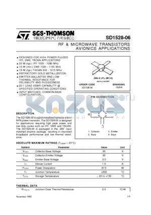 1528-6 datasheet - RF & MICROWAVE TRANSISTORS AVIONICS APPLICATIONS