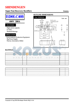 D200LC40B datasheet - Super Fast Recovery Rectifiers(400V 200A)