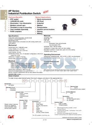 AP2D000SZBE datasheet - Industrial Pushbutton Switch