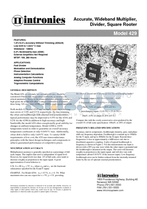 429A datasheet - Accurate, Wideband Multiplier, Divider, Square Rooter