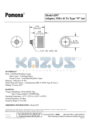 4297 datasheet - Adapter, SMA (f) To Type N (m)