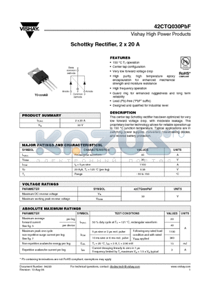 42CTQ030PBF_12 datasheet - Schottky Rectifier, 2 x 20 A