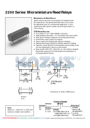 2200-2301 datasheet - Microminiature Reed Relays