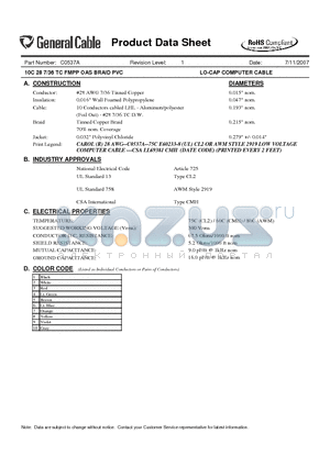 C0537A datasheet - LO-CAP COMPUTER CABLE