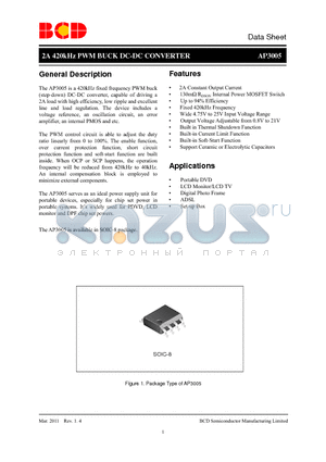 AP3005M-G1 datasheet - 2A 420kHz PWM BUCK DC-DC CONVERTER