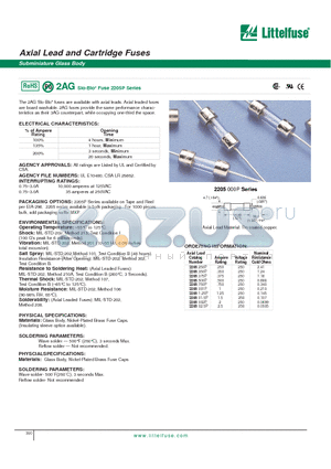 2205.350P datasheet - Axial Lead and Cartridge Fuses