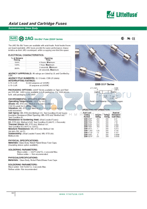 2205002P datasheet - Axial Lead and Cartridge Fuses