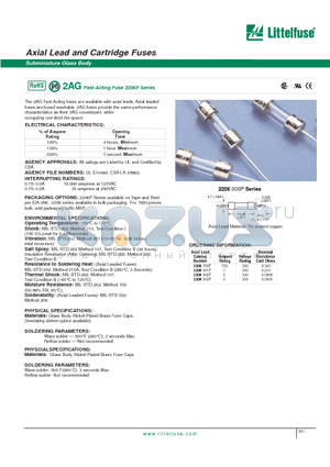 2206002P datasheet - Axial Lead and Cartridge Fuses