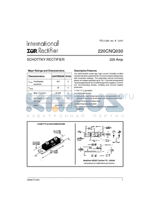 220CNQ030 datasheet - SCHOTTKY RECTIFIER