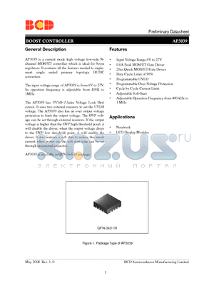 AP3039 datasheet - BOOST CONTROLLER