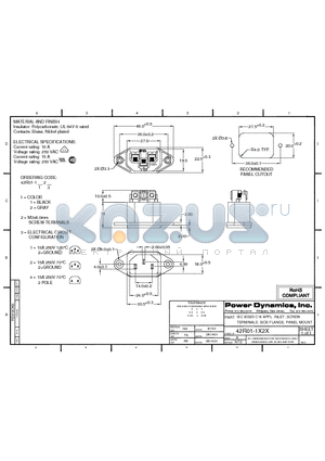 42R01-1221 datasheet - IEC 60320 C14 APPL. INLET; SCREW TERMINALS; SIDE FLANGE, PANEL MOUNT