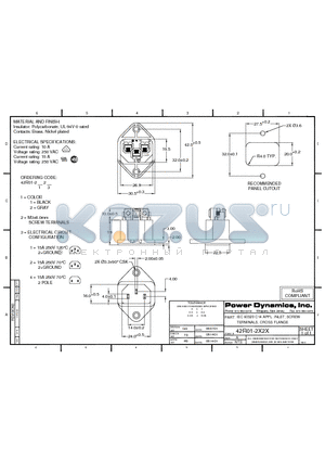 42R01-2121 datasheet - IEC 60320 C14 APPL. INLET; SCREW TERMINALS; CROSS FLANGE