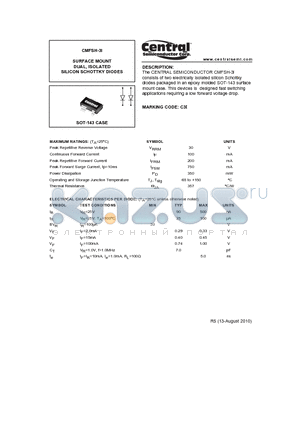 CMFSH-3I_10 datasheet - SURFACE MOUNT DUAL, ISOLATED SILICON SCHOTTKY DIODES