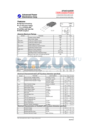 AP30G120ASW datasheet - N-CHANNEL INSULATED GATE BIPOLAR TRANSISTOR WITH FRD.