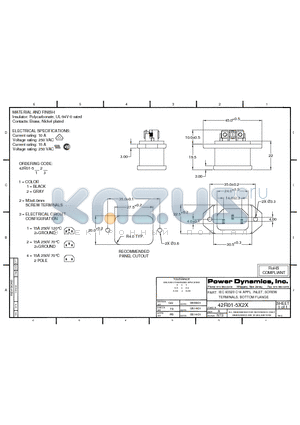 42R01-5222 datasheet - IEC 60320 C14 APPL. INLET; SCREW TERMINALS; BOTTOM FLANGE