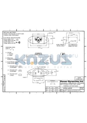 42R01-6121 datasheet - IEC 60320 C14 APPL. INLET; SCREW TERMINALS; BOTTOM FLANGE