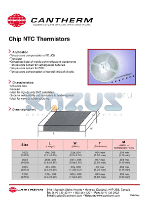 CMFXF104GPT datasheet - Chip NTC Thermistors