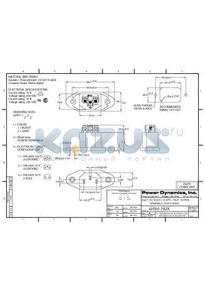 42R01-7122 datasheet - IEC 60320 C14 APPL. INLET; SCREW TERMINALS; SIDE FLANGE