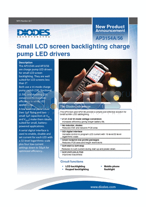 AP3154A datasheet - Small LCD screen backlighting charge pump LED drivers
