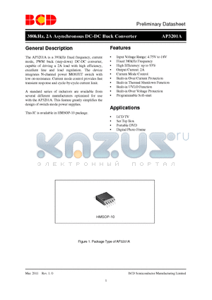 AP3201AMHTR-G1 datasheet - 380kHz, 2A Asynchronous DC-DC Buck Converter