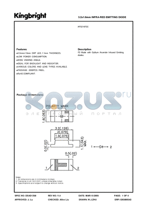 AP3216F3C datasheet - 3.2x1.6mm INFRA-RED EMITTING DIODE