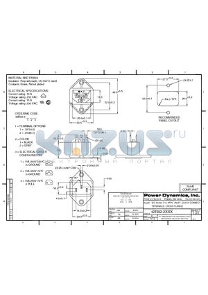 42R02-2114 datasheet - IEC 60320 C14 APPL. INLET; QUICK CONNECT TERMINALS; CROSS FLANGE