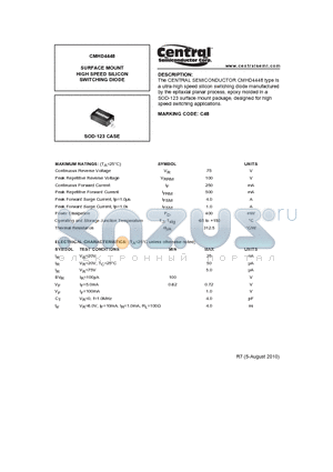 CMHD4448_10 datasheet - SURFACE MOUNT HIGH SPEED SILICON SWITCHING DIODE