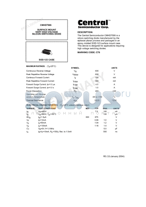 CMHD7006 datasheet - SURFACE MOUNT VERY HIGH VOLTAGE SILICON SWITCHING DIODE