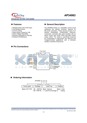 AP34063 datasheet - Universal DC/DC Converter