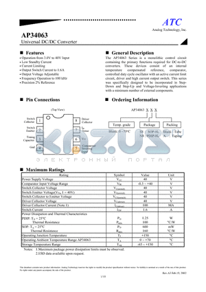 AP34063N8 datasheet - Universal DC/DC Converter