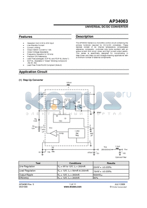 AP34063S8G-13 datasheet - UNIVERSAL DC/DC CONVERTER