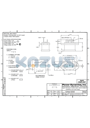 42R02-5121 datasheet - IEC 60320 C14 APPL. INLET; QUICK CONNECT TERMINALS; BOTTOM FLANGE