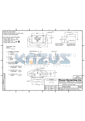 42R02-6112 datasheet - IEC 60320 C14 APPL. INLET; QUICK CONNECT TERMINALS; BOTTOM FLANGE