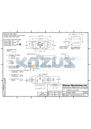 42R02-7112 datasheet - IEC 60320 C14 APPL. INLET; QUICK CONNECT TERMINALS; SIDE FLANGE